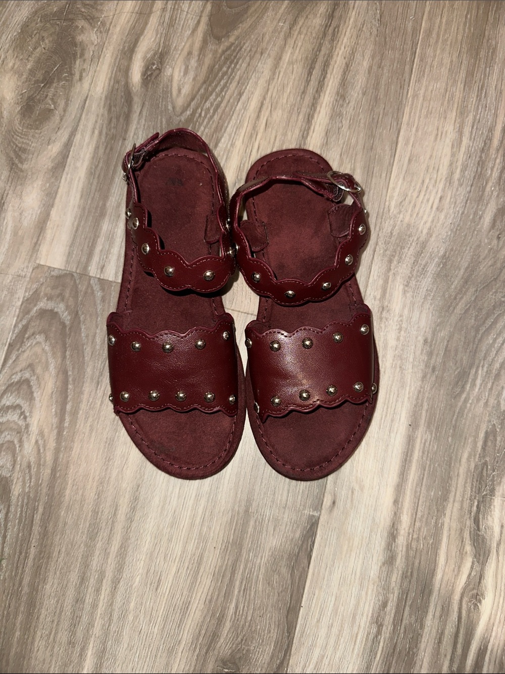Zara Burgundy Studded Girls Sandals